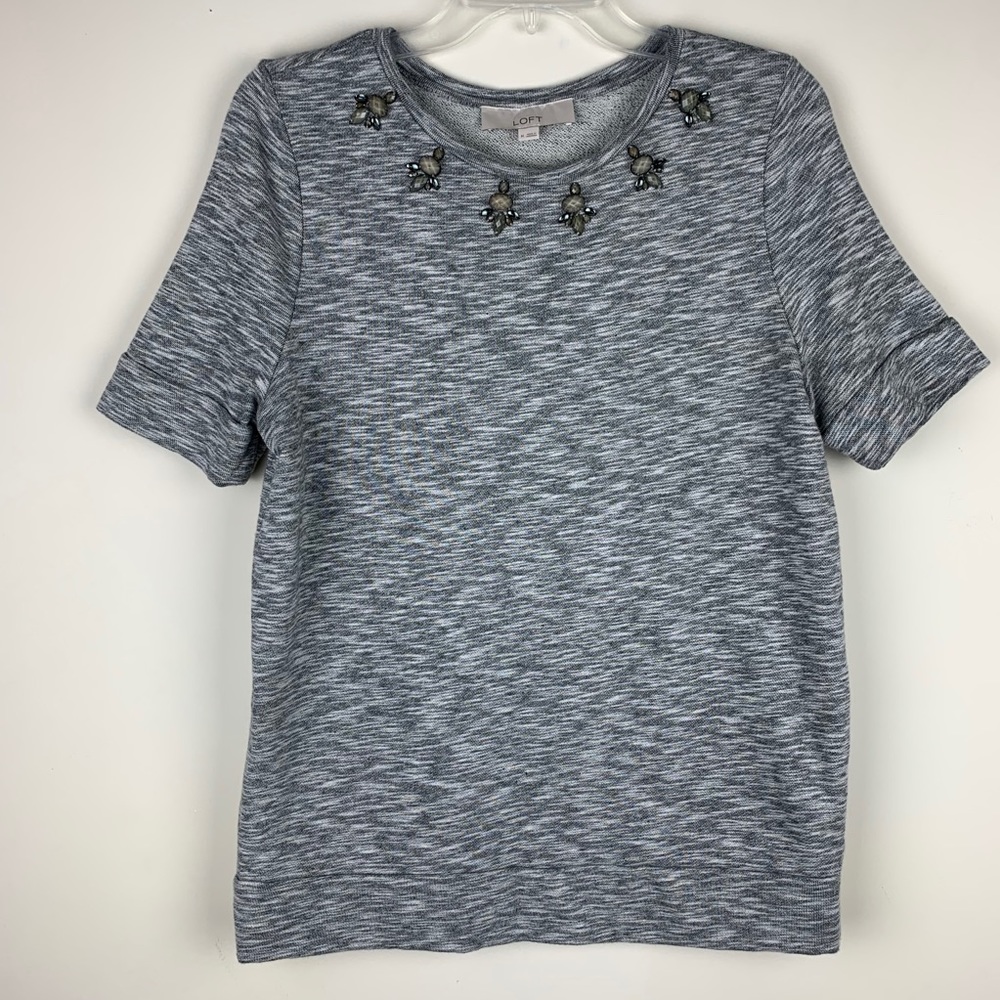 Ann Taylor LOFT Embellished Collar Sweatshirt Sz M